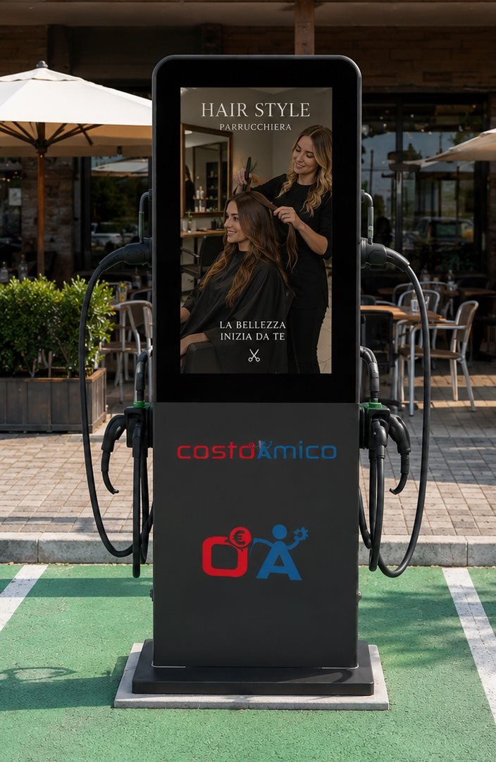 Colonnina di ricarica EV davanti a un fitness club